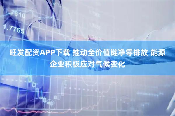 旺发配资APP下载 推动全价值链净零排放 能源企业积极应对气候变化